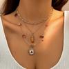 Vintage Stone Beads Pendent Necklace for Women Crystal Choker Neck Chain Jewelry Party Gift