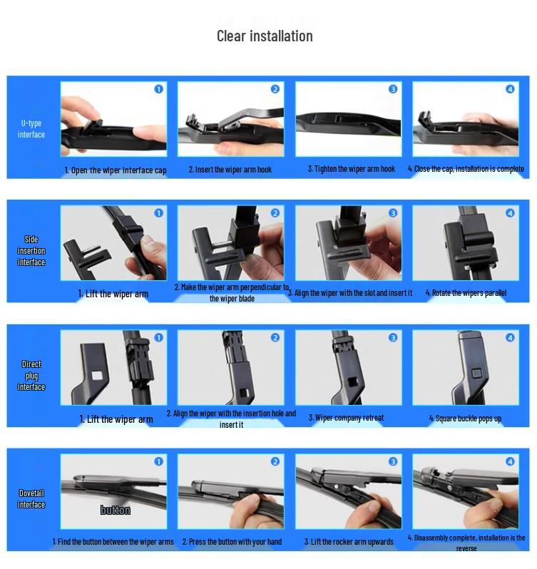 Compatible Wiper Blade for Wuling Zhiguang, Hongguang S, Rongguang S1, Capgemini, Journey, Xingchi - Boneless Design