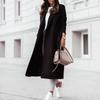 Women's Fashion Warm Winter Long Sleeve Solid V-neck Bandage Wool Coat