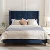 US STOCK Queen Size Bed Frame Upholstered Platform Bed With 54" High Headboard And Nail Head Trim Wing Back No Box Spring Needed