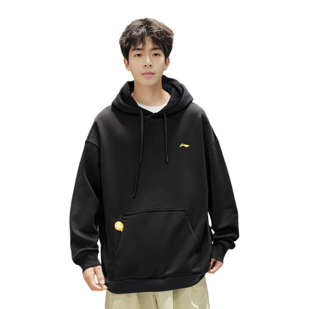 Толстовка с капюшоном Li Ning Table Tennis Series с буквенным принтом, унисекс, черный AWDTF07-1