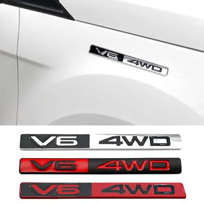 3D Металлическая Наклейка на Весь Кузов Автомобиля V6 4WD Наклейка на Багажник Задний Значок