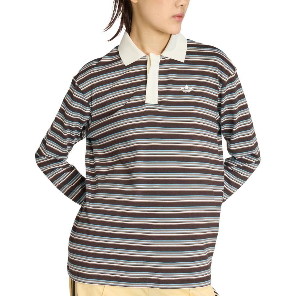 Adidas Женская поло с длинным рукавом в полоску, оверсайз, Originals KU8352