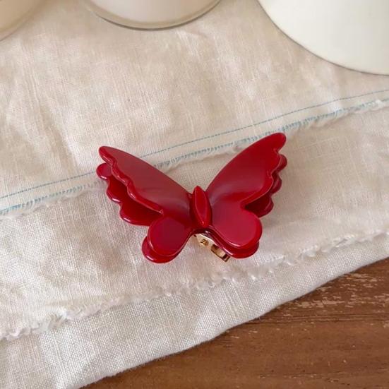 Nostalgie Side Bang Hair Clip, Three-Dimensional Butterfly Decor Hairpin, Acetate Plate Accessories for Secure Bangs And Half-Tied
