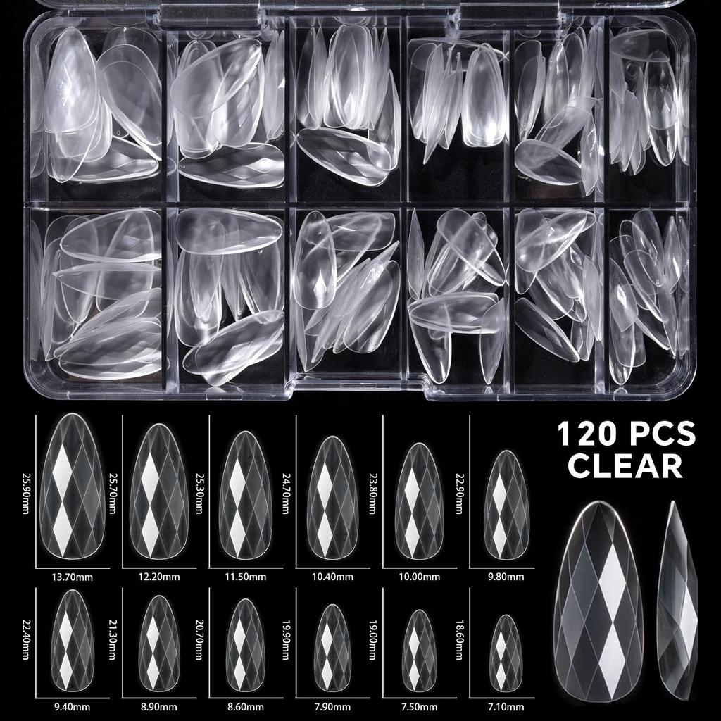 120/140 шт. 3D прозрачные алмазные накладные ногти миндальные балетные гробы прозрачные накладные ногти многоразовые полное покрытие акриловые типсы для самостоятельного изготовления