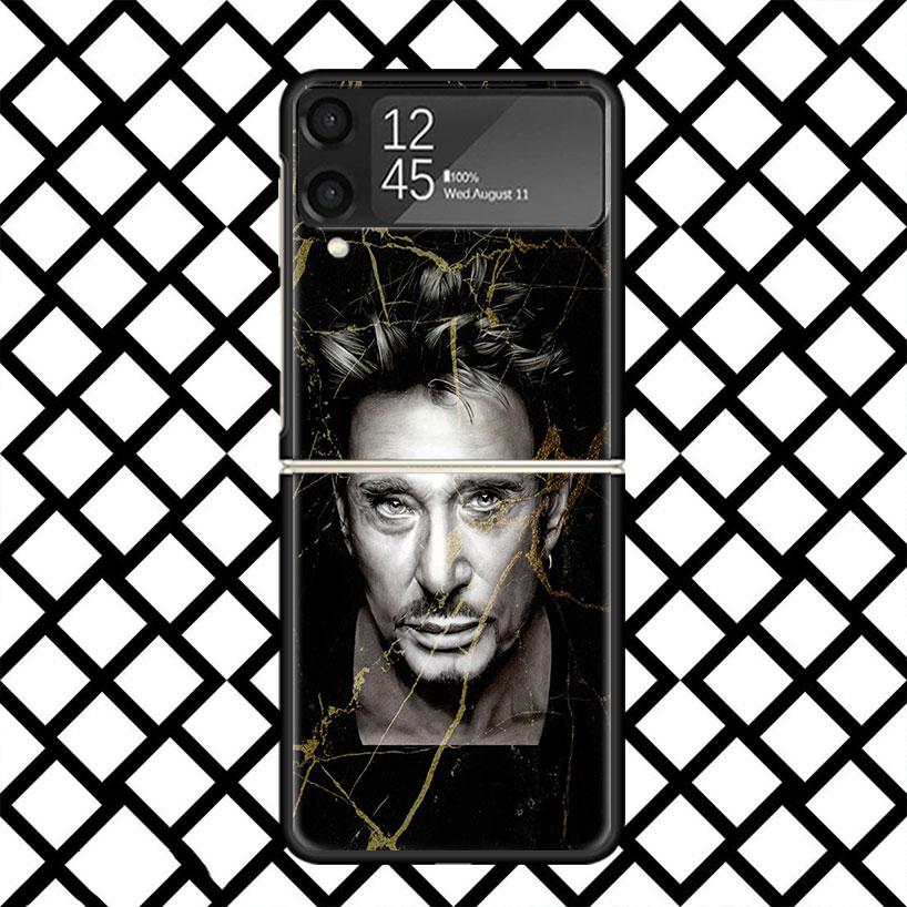 Johnny Hallyday Music Phone Case For Samsung Z Flip 7 6 5 4 3 Galaxy ZFLIP7 ZFlip6 5G Flip5 Flip4 Flip3 5g Black Hard Cover