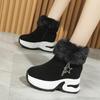 Женские замшевые зимние ботинки больших размеров, повседневные, короткие, на толстой подошве, хлопковые ботинки на молнии, меховые, плюшевые, размеры 35-43