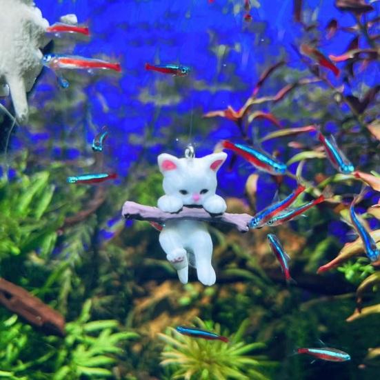 1 Набор Украшение для аквариума Изысканная мини-статуэтка кошки Орнамент с маленьким плавающим шариком Аксессуары для аквариума