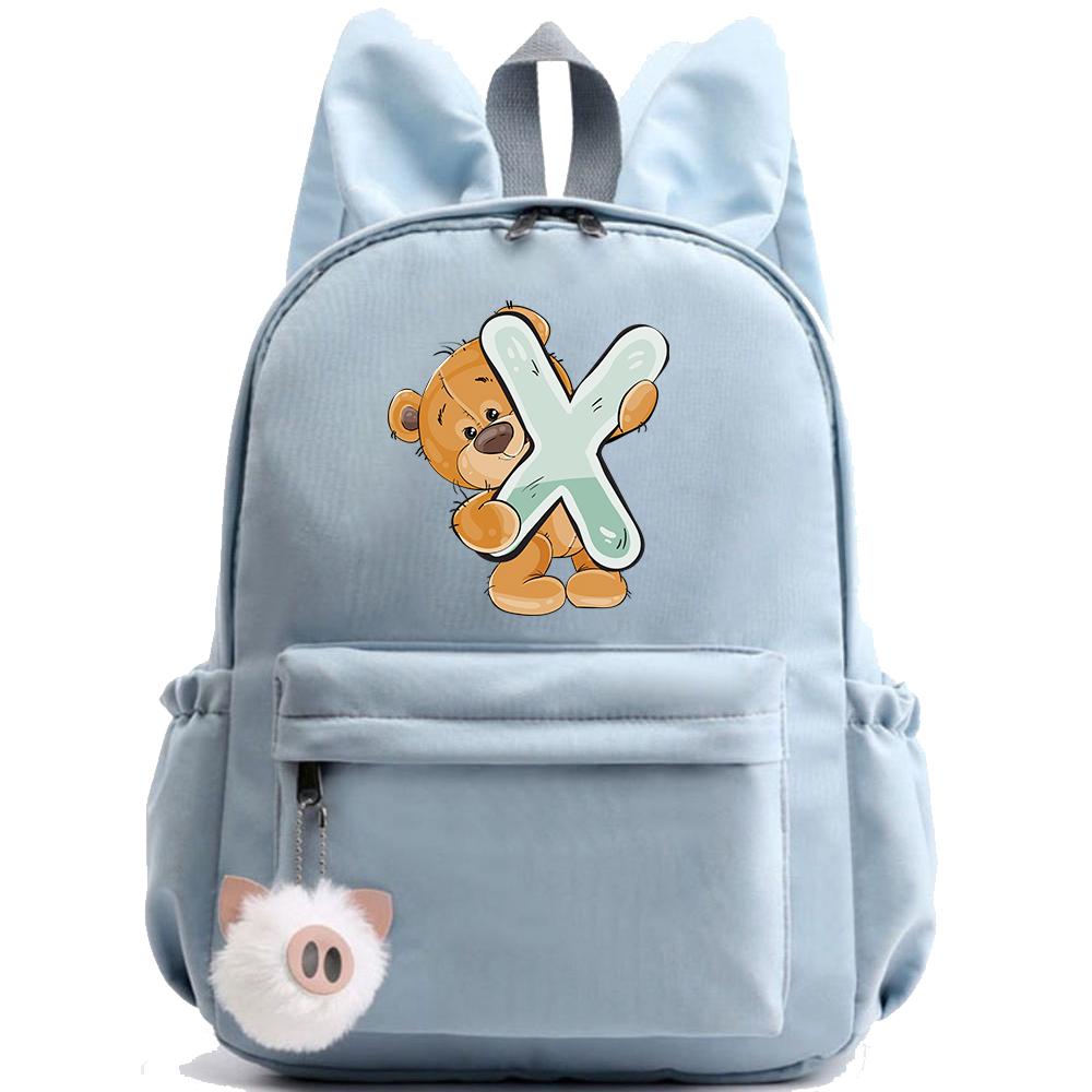 Рюкзак Little Bear с 26 английскими буквами, школьная сумка с принтом для подростков, мальчиков и девочек, студенческий рюкзак с героями мультфильмов, уличный рюкзак