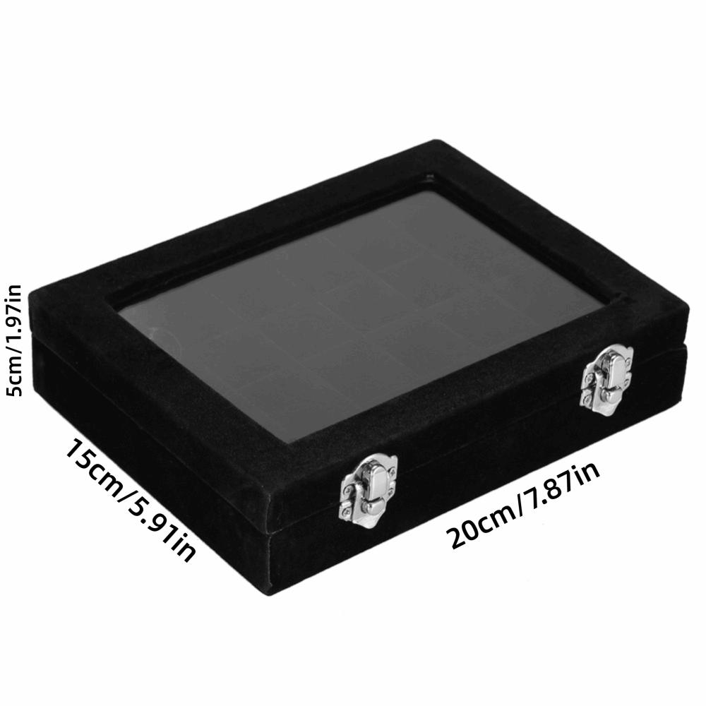 Black Black Velvet Jewelry Display Box Divided Compartment Nail Art Decoration Container For Women