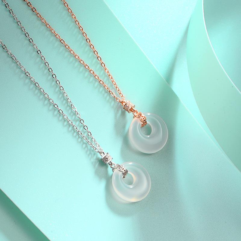 Ретро-стиль S925 серебряный халцедоновый предохранительная пряжка ожерелье женский Linglang peiyu кулон средний свитер цепочка ювелирные изделия мода