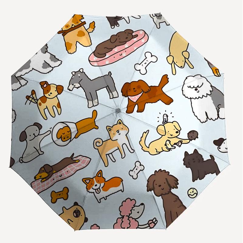 1PC dog pattern Umbrella-8-Rib Reinforced, Automatic Open, Lightweight & Durable, Cute Fashion Accessory for Outdoor, Beach, or Casual Use, Beach Umbr
