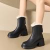 Женские зимние теплые ботильоны из натуральной кожи на платформе, женские кроссовки, повседневная обувь на толстой подошве для мотоциклистов, женские зимние плюшевые ботинки на платформе