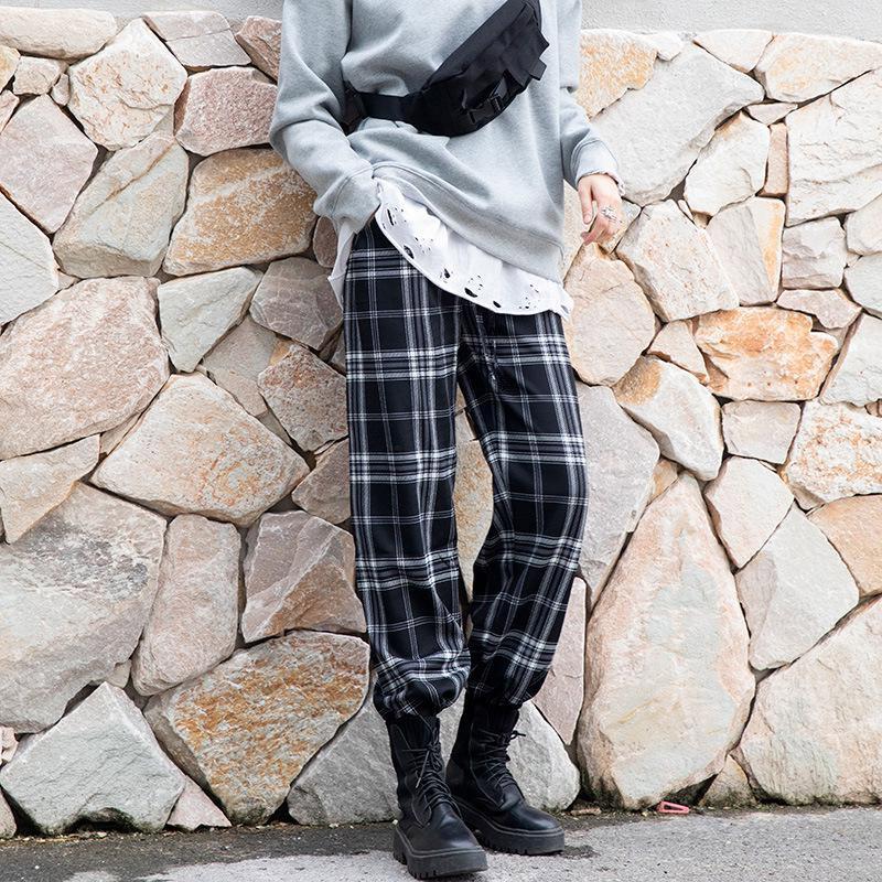 Черно-белые брюки в клетку, женские маленькие весенне-осенние свободные брюки с высокой талией, прямые висячие повседневные брюки, широкие брюки для мытья полов