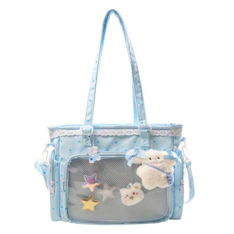 Кружевная прозрачная сумка в горошек, на плечо, для учеников средней школы