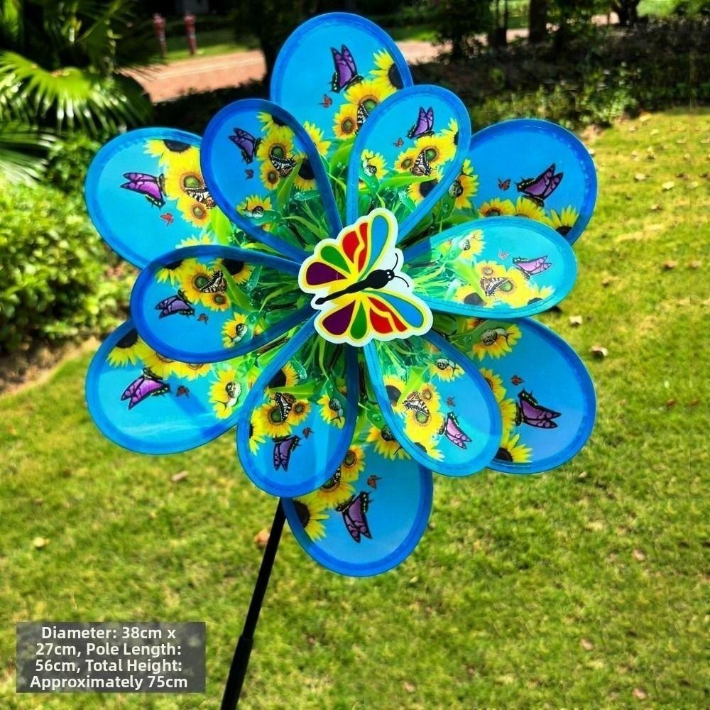 Много стилей Подсолнух Ветряк ПВХ Диаметр 35~40см Вращающийся Подсолнух Колышек Стоящий Газонный Цветок Ветряк