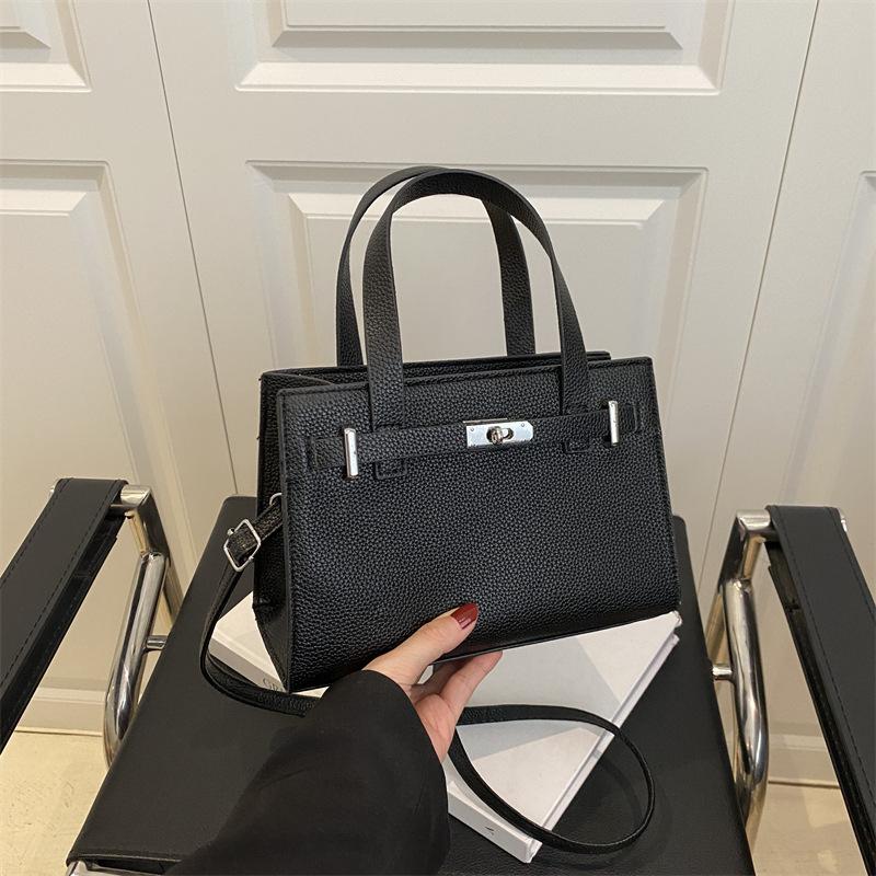 High-end Niche Lychee Pattern Platinum Bag Women's Bag 2025 Spring New Fashion Versatile Shoulder Messenger Bag