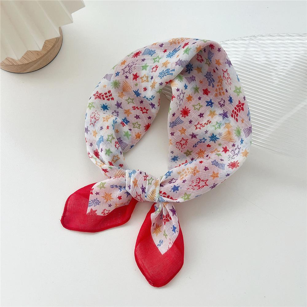 Маленький квадратный шарф из хлопка и льна, шелковый шарф, женский, весна и осень, новый стиль, художественный и универсальный, модный, темпераментный шарф-повязка на голову