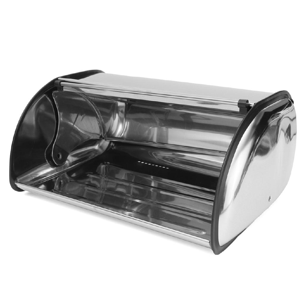 Контейнер для хранения Silver Keeper Контейнер для хранения продуктов Кухонный Кондитерский Хлеб Выпечка Держатель Кухонные принадлежности Серебристый+Черный Нержавеющая сталь Ролл-топ Хлебница