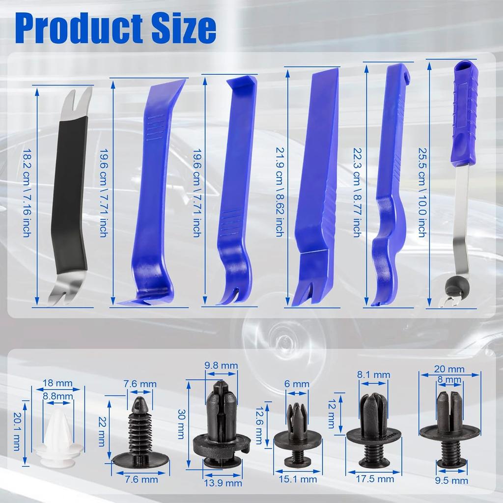 Набор инструментов для снятия обшивки LivTee, набор рычажных инструментов для снятия клипс и фиксаторов, 100 шт. фиксаторов бампера, пластиковых автомобильных заклепок, толкателей