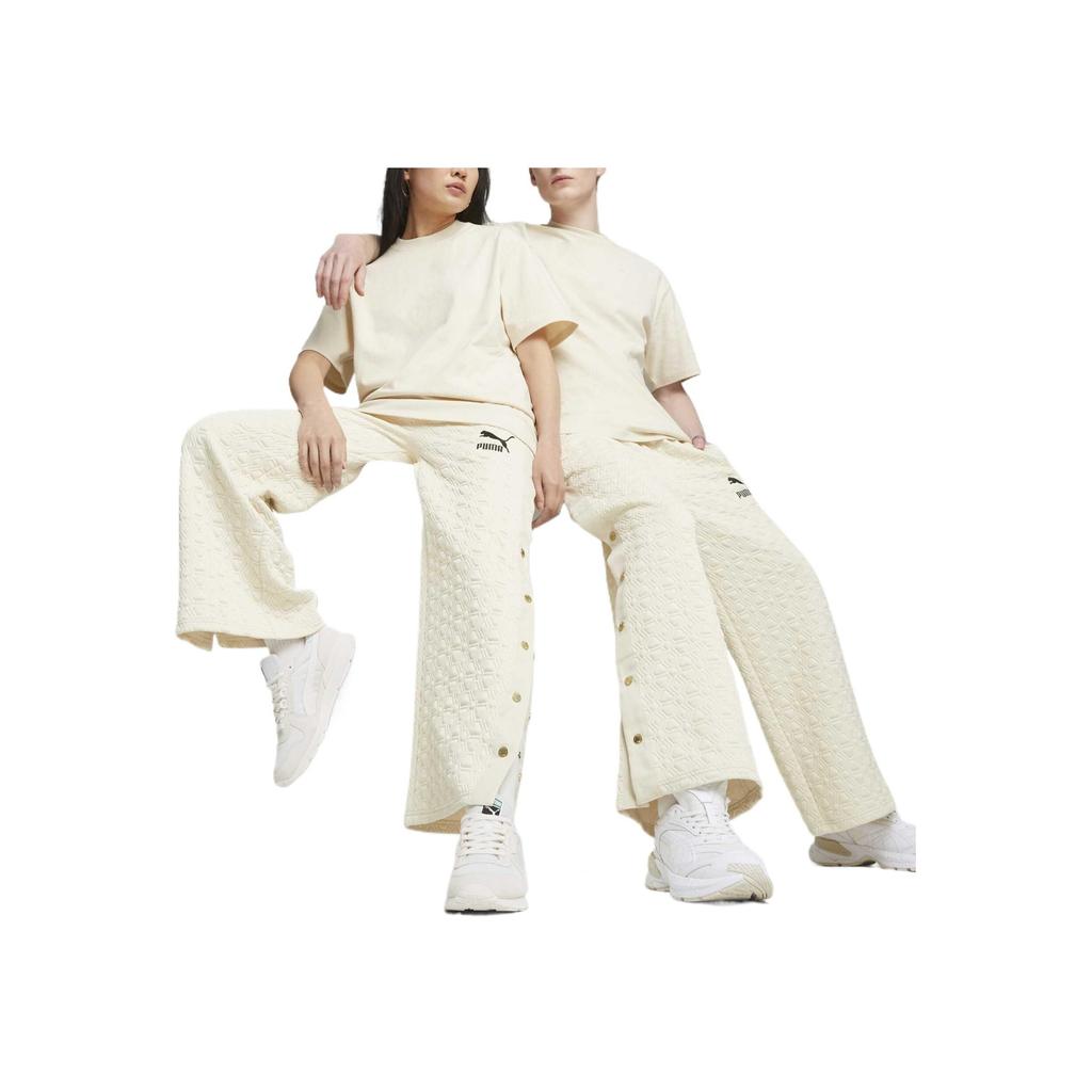 Puma Luxe Sport T7 широкие брюки на пуговицах унисекс, цвет белоснежный 620853-87