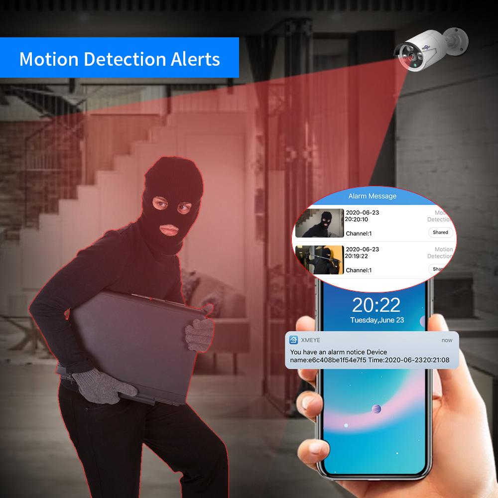 5MP Super High Definition POE Security Camera with Audio Night Vision Motion Detection Remote Access IP66 Waterproof Security Camera