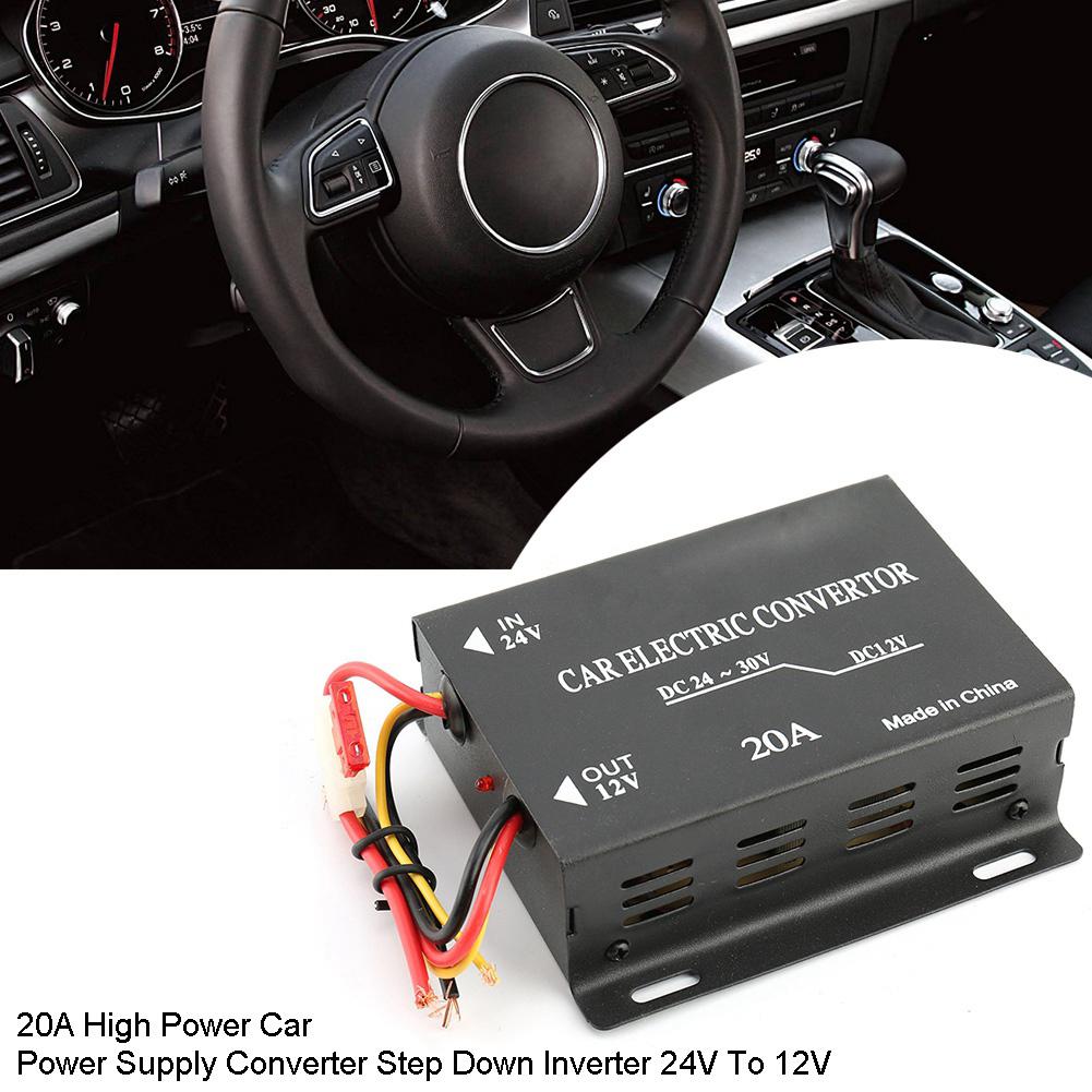 20A High Power Car Power Supply Converter Step Down Inverter 24V To 12V