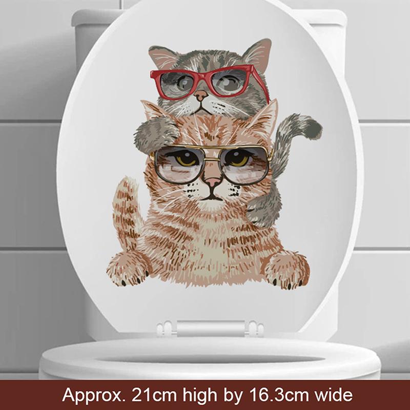 Смешные 3D наклейки на сиденье унитаза с котенком, водонепроницаемые наклейки для туалета с животными, декор для ванной комнаты и туалета