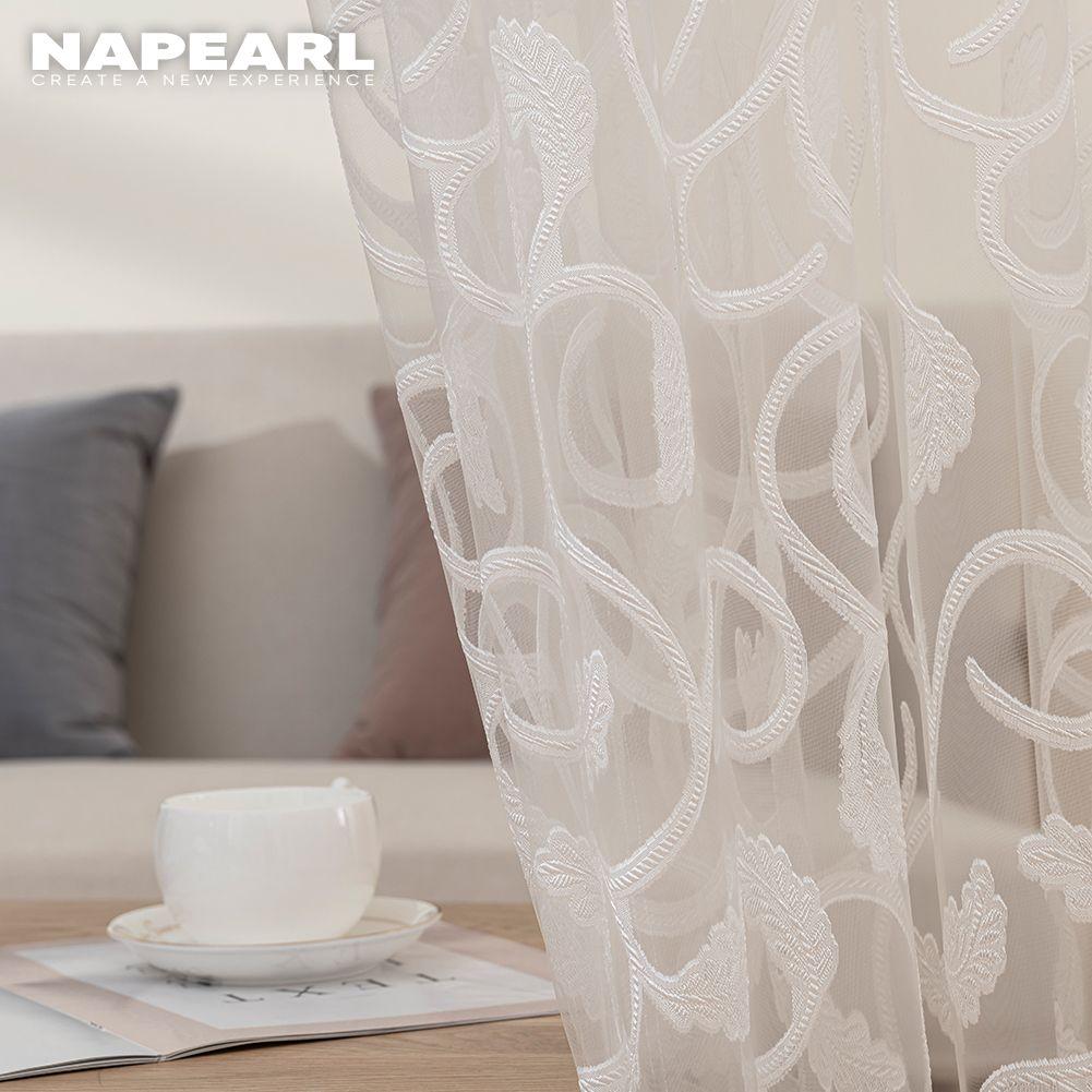 NAPEARL Современная Элегантная Цветочная Жаккардовая Прозрачная Тюлевая Штора для Гостиной и Спальни