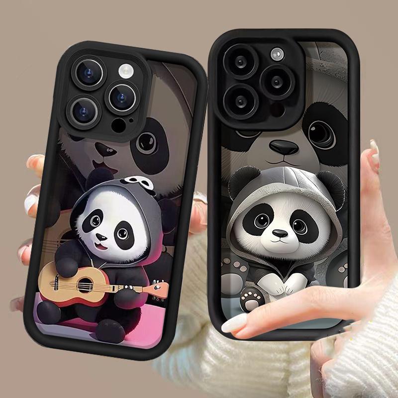 Cute Panda Phone Case for Motorola Moto G32 G52 G35 G30 G34 G85 G54 E22 G15 G05 E14 E40 E32 Matte Soft Camera Protective Couqe