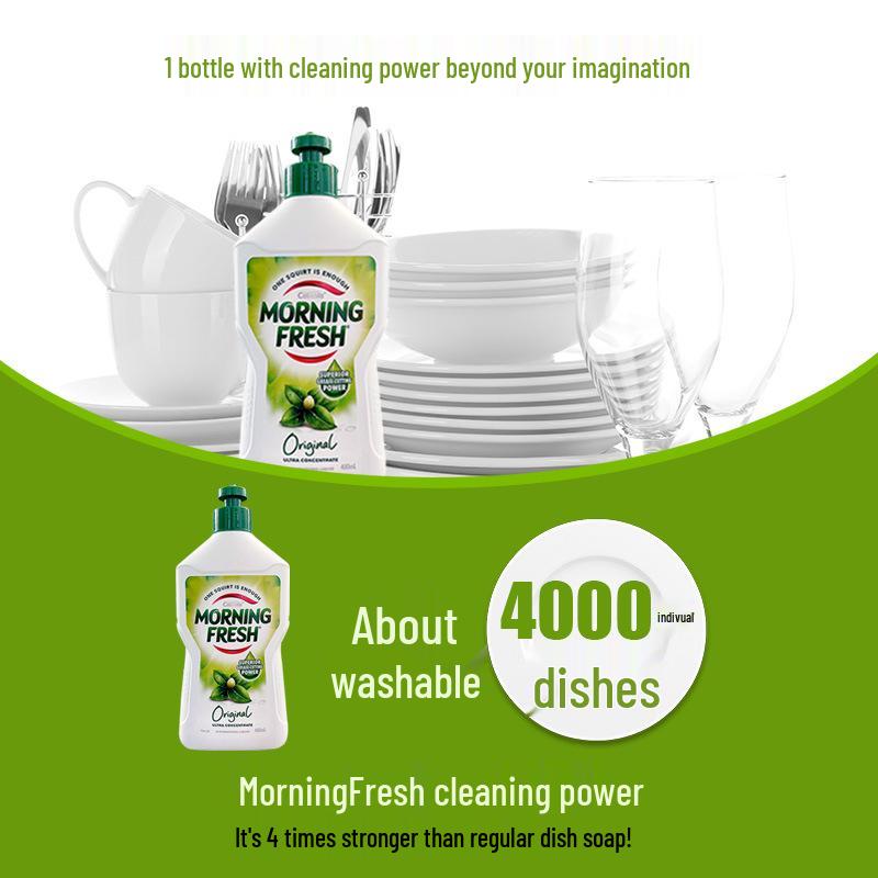 Super-Power Morning Fresh Australian Concentrated Dish Soap: 400ml Low Foam, Easy Rinse, Degreasing Formula