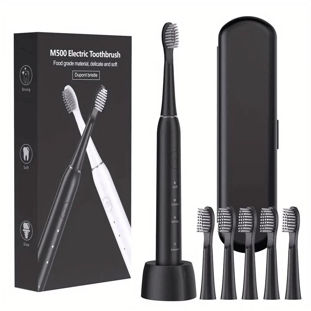 Sonic Electric Toothbrush with 6 Tooth Brush Heads IPX7 Waterproof USB Toothbrush Adult Ultrasonic Brush for Teeth Cleaning