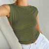 Однотонные сексуальные облегающие футболки с открытой спиной для женщин 2024 года, летняя мода, укороченные топы с коротким рукавом и круглым вырезом, женские уличные футболки y2k