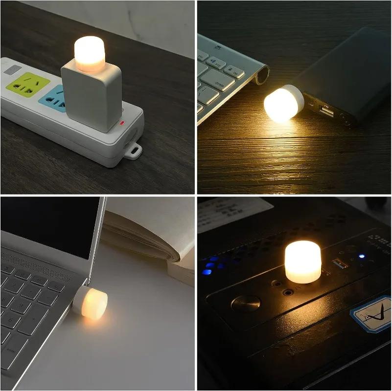 1X 3X 5X 10X LED USB Lamp 5V 1W Light Bulb Cool White Book Reading Nightlight Books Desk Lamps Table Bedside Interior Lighting