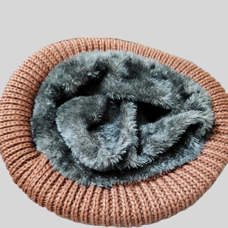 Вязаная шапка с цветочным узором для среднего и пожилого возраста, зимняя, из толстого бархата