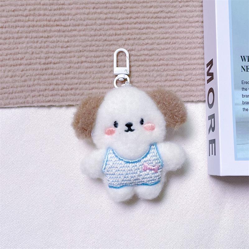 Брелок-подвеска в виде плюшевого мультяшного щенка с пищащим звуком, костью, креативной брошью и аксессуарами для волос