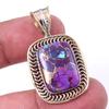 Натуральная фиолетовая медная бирюза 925 пробы серебро подарок двухцветная подвеска 1,5" G3U09