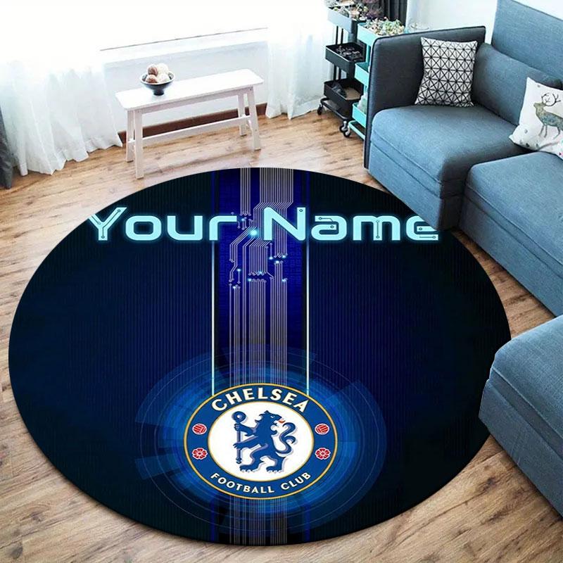 Chelsea F Custom Name Round Area Rug,Carpet Rug for Living Room Bedroom Sofa Playroom Decor,Non-slip Floor Mat