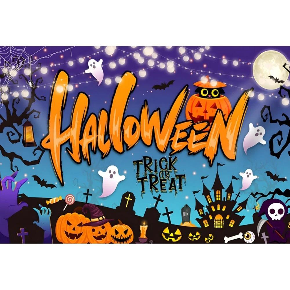 Счастливого Хэллоуина вечеринка украшение подвесная ткань ужас луна тыква ведьма летучая мышь замок фотостудия фон ткань