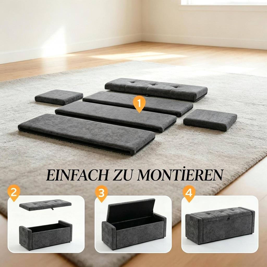 Storage Bench, Bed End, Footrests made of Linen with Large Seat