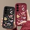 Cartoon Floral Print TPU Shockproof Matte Case For Samsung S25 Ultra S24 FE S23 Plus A56 A36 A16 A15 A55 A06 Soft Silicone Lens Protection Phone Cover