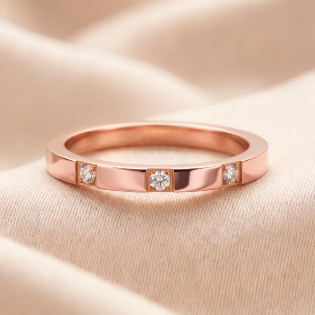 Stainless steel ring for women, niche high-end light luxury, non-fading, Instagram-style rose gold studded with tiny stars, women’s jewelry design.
