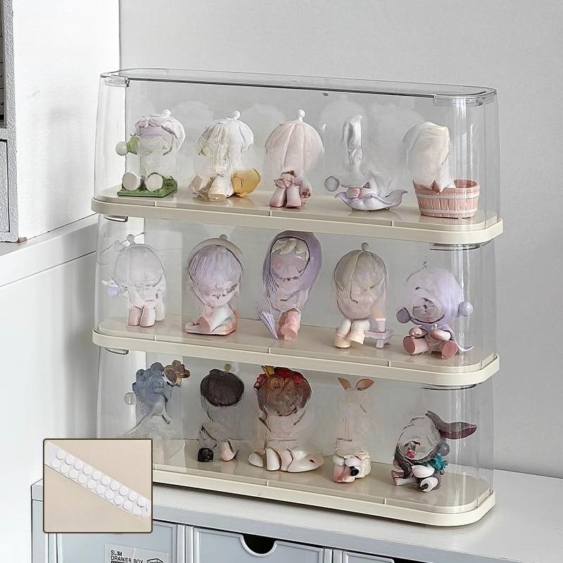 Large Figure Display Storage Box Blind Box Storage Rack Figures Acrylic Clear Ornaments Dust Proof with Lid Boxes Organizer Cute
