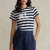Polo Ralph Lauren Ss22 Футболка женская с логотипом в полоску, с круглым вырезом и короткими рукавами, синяя WMPOKNINCU20434-410
