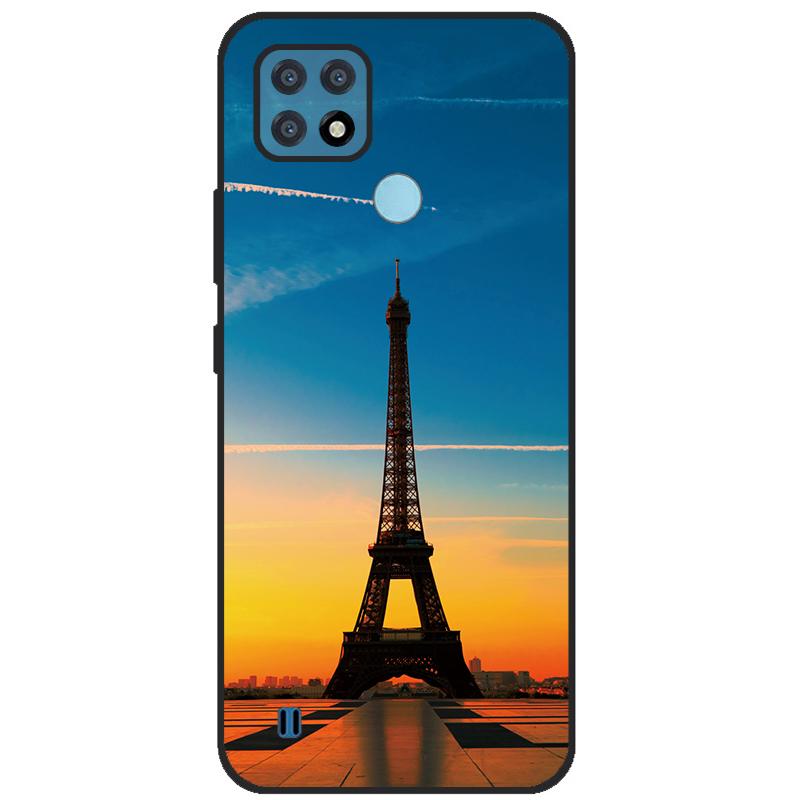 Чехол для OPPO Realme C21Y Серия COOL Черный Мягкая Силиконовая Крышка для Чехлов Телефонов Realme C21 C25 C25s Защитный Чехол Realmi C 21 Y Capa