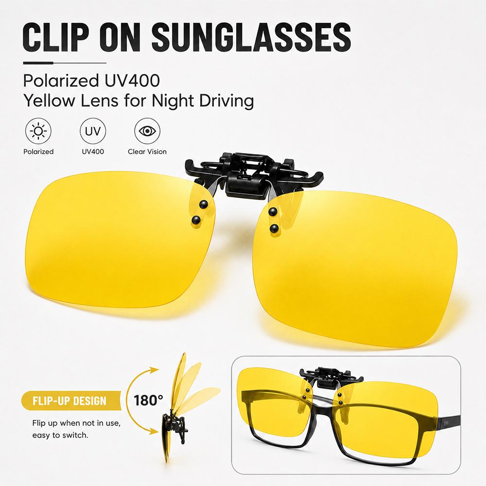 3PCS Flip Up Polarized Clip On Sunglasses Lenses UV400 Day Night Vision Driving Fishing Cycling Anti Glare Glasses Clips