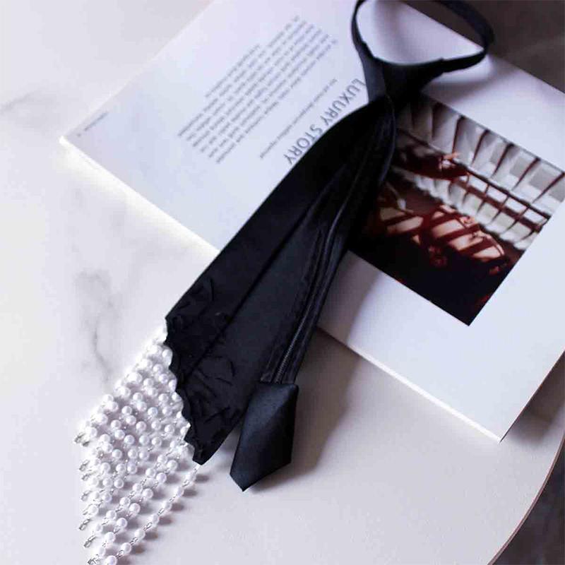 Женский полиэстеровый модный галстук со стразами для вечеринки, сплав, стиль преппи, ожерелье, галстук, декоративная жемчужная рубашка, платье, ювелирные изделия, аксессуары
