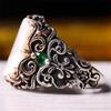 Винтажные турецкие кольца ручной работы с печаткой для мужчин, металлическое кольцо в стиле панк серебряного цвета с инкрустацией камнем, байкерское кольцо