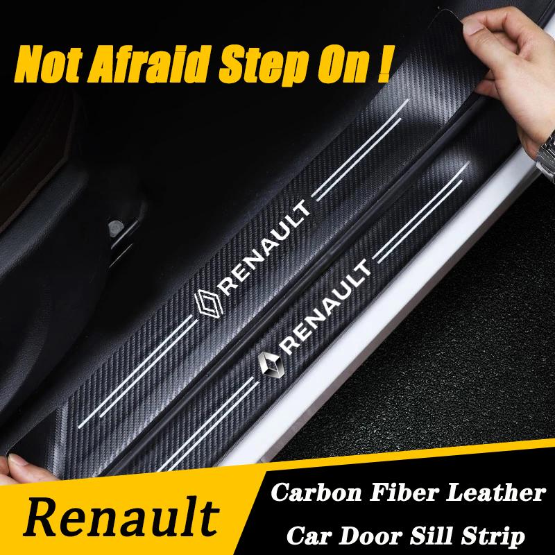 1/4/5Pcs Carbon Fiber Car Door Sill Scuff Plate Decor D Stickers For Renault RS Clio Megane 2 3 4 Captur Trafic Twingo Scenic 2