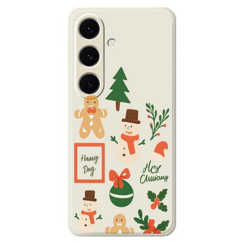 For Samsung Galaxy S25+ Case Christmas Snowman Pattern Printing Straight Edge TPU Phone Back Cover